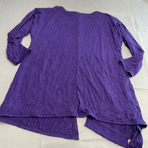 Yushi Purple Crinkle Lagenlook Tunic Top Size Medium - Picture 9 of 10